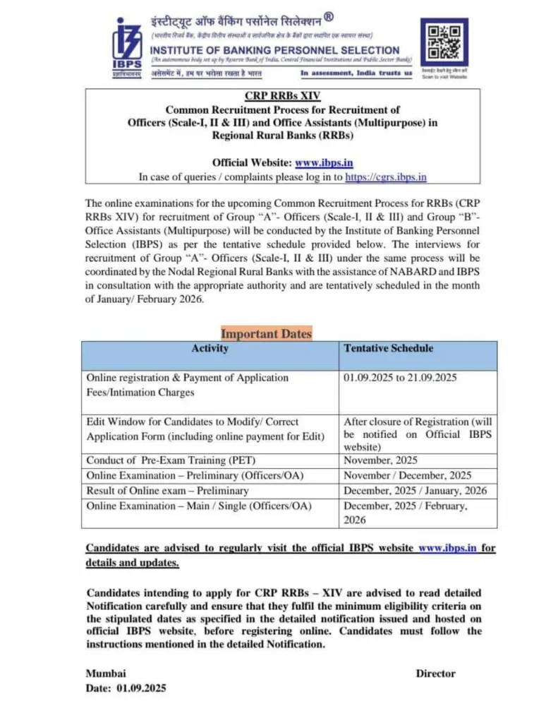 IBPS RRB Recruitment 2025 Apply Online, Notification Pdf, Last Date, Age, Salary